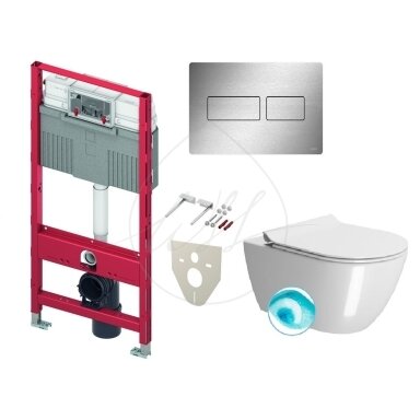 Potinkinis wc komplektas Tece rėmas su GSI Pura 55cm klozetu ir Tece Solid nerūdijančio plieno mygtuku